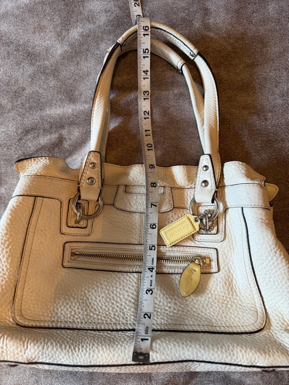 COACH Penelope Ivory Pebbled Leather Shoulder Handbag F14686 - Picture 15 of 16